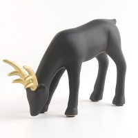 9 inch Matte Black and Gold Ceramic Deer Home Decor