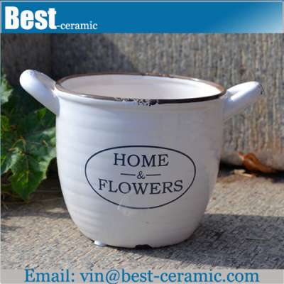 simply white glazed large ceramic flower pots