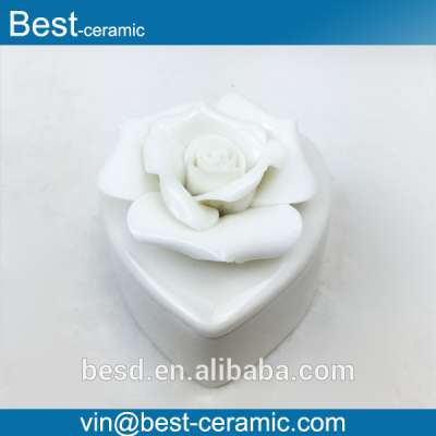 Wholesale antique hand made flower heart shaped ceramic jewelry boxes