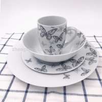 16pcs dinnerware butterfly pattern hotel restaurant colorful ceramic dinner set