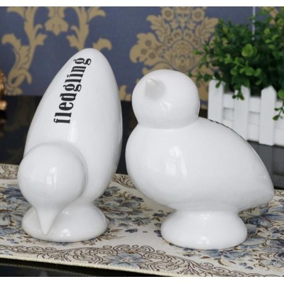 artwork white bird figurine ceramic home table top decor with word printing