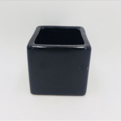 Big square shape ceramic black glazed flower pots