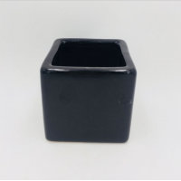 Big square shape ceramic black glazed flower pots