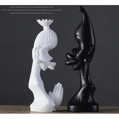 white and black Creative couples figurine ceramic home decor modern style