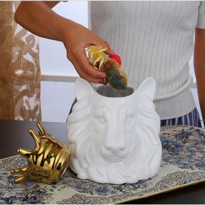 white lion shape ceramic storage jar tea coffee sugar food biscuit container