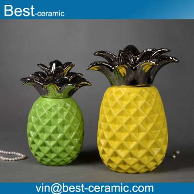 color glazed home decoration ceramic pineapple