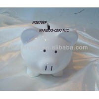 Ceramic money box white piggy bank