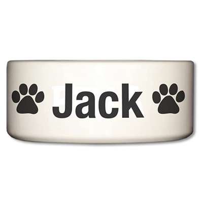 decal custom logo round pet cat feeder white ceramic dog bowl