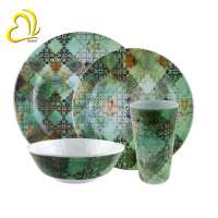 Green Grid dinner set dinnerware cheap bulk dinner plates