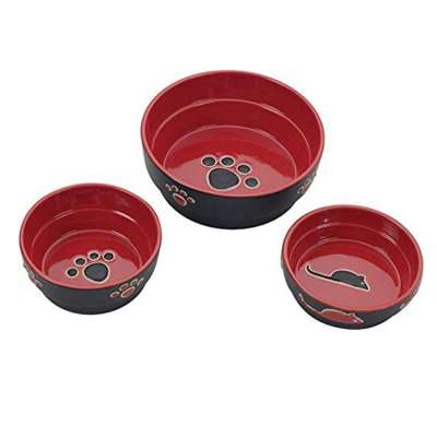 cheap set of 3 different custom size round pet cat feeder ceramic dog fed bowl