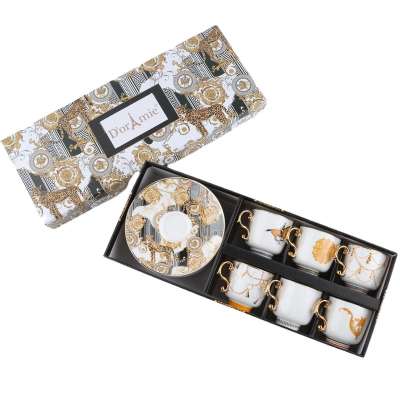 Gift box gold high quality European royal coffee cup sets ceramic arabic